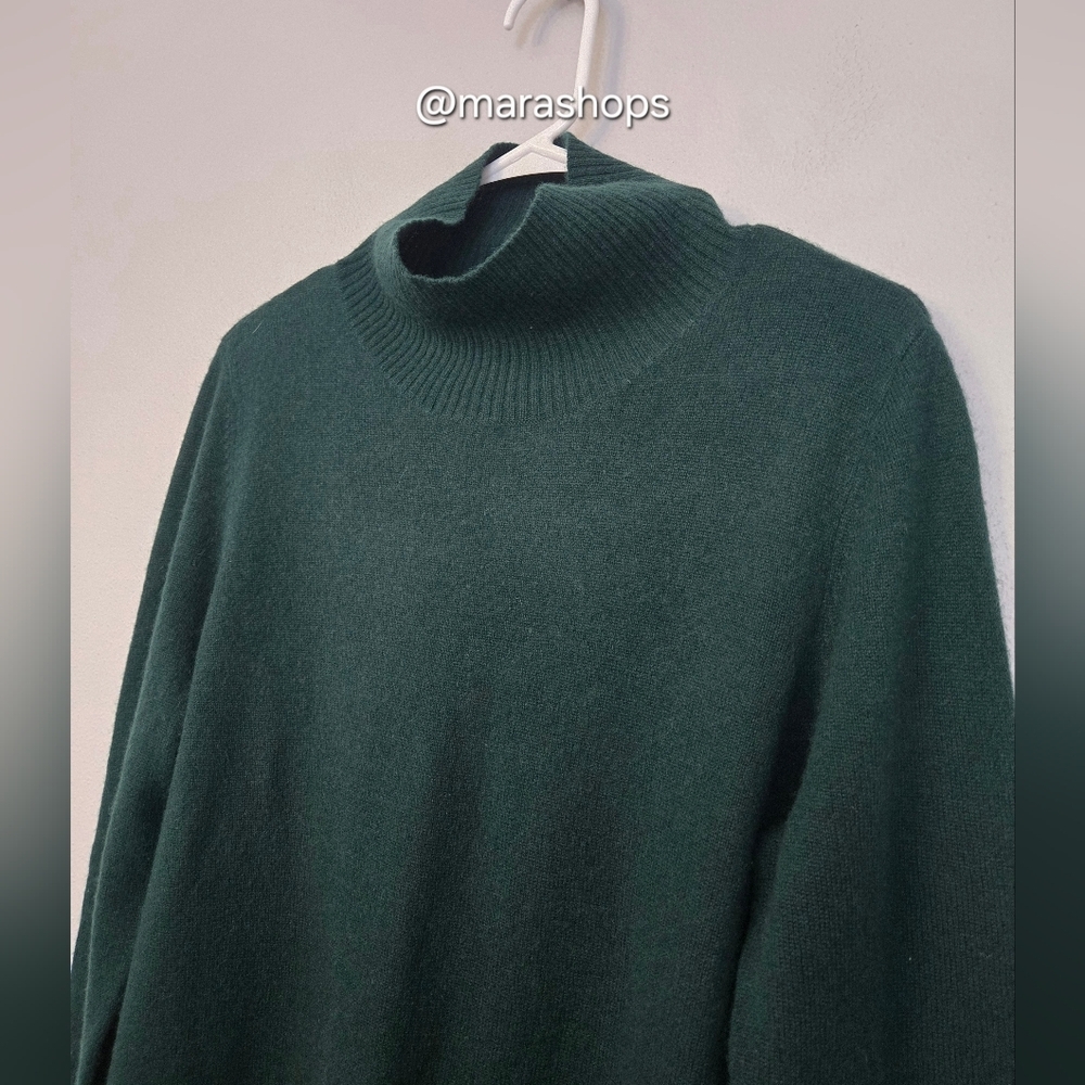 White + Warren Green Turtleneck Tunic Sweater - Picture 2 of 6